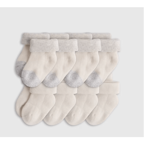 Fold Over Socks 8-Pack - White/Grey
