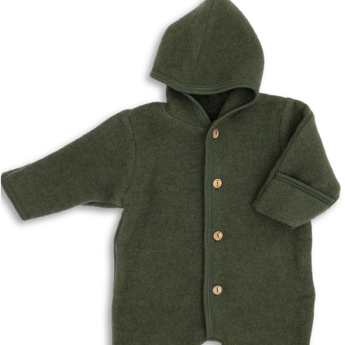Hooded wool fleece overall - Reed Melange 0-3 months