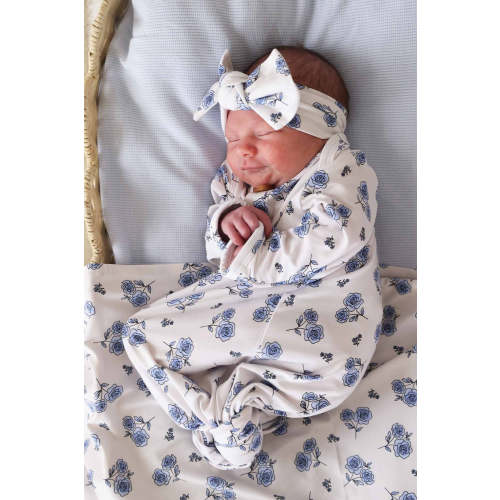 Sapphire Garden Newborn Baby Knot Gown & Hat Set