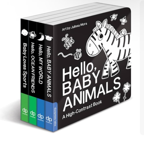 High Contrast Baby Book Set: 4 Board Books for Newborns