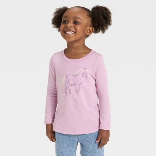 Toddler Girls' Long Sleeve Horse Graphic Shirt - Cat & Jack™ Lavender