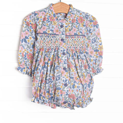 Bleu: Ellis Smocked Long Sleeve Bubble, Navy Floral – Stitchy Fish