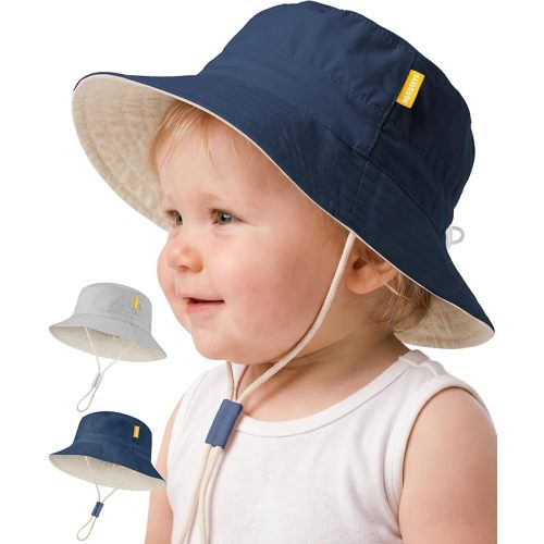 Baby Sun Hat for Toddler Kids Bucket Hat Summer Beach Essentials UPF 50+ Sun Protection Bamboo Rayon Baby Hats for Boys Girls
