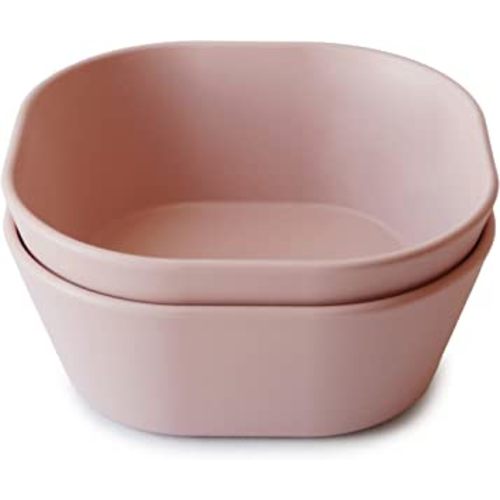 mushie Square Dinnerware Bowls for Kids | Made in Denmark, Set of 2 (Blush)