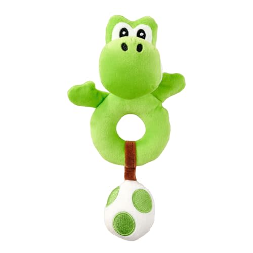 Simba My Mario Baby Yoshi Plush Grabber with Rattle – Soft Sensory Ring Toy for Infants & Toddlers, Egg Pendant Included Toys