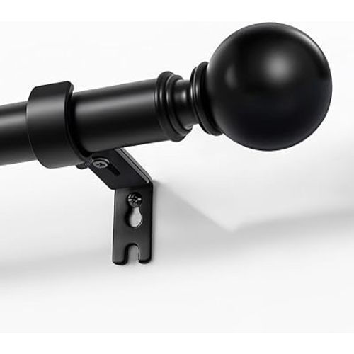 Joydeco Heavy Duty Curtain Rods for Windows, 32-88 inch Adjustable Black Curtain Rods, 1 inch Diameter for Bedroom Sliding Glass Doors Outdoor Patio Kitchen