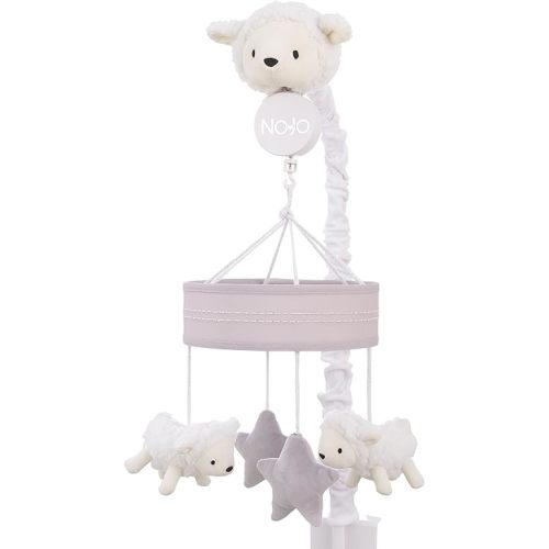 NoJo Plush Sheep Ivory and Gray Stars and Sheep Musical Mobile