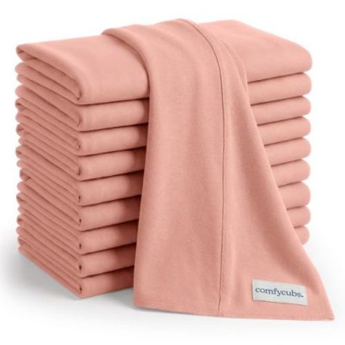 Comfy Cubs Baby Burp Cloths Set Pack of 10 - Large, 6-Layer, Ultra Absorbent Soft 100% Cotton for Infants - Bold Blush