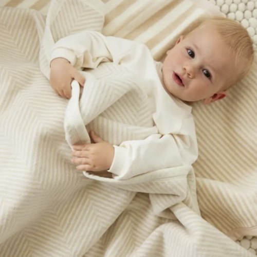 ChappyWrap - Harborview Herringbone Cream Mini Blanket