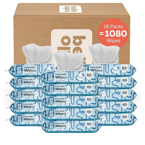 Hello Bello Extra Gentle Unscented Baby Wipes, Plant Based, Made with 99% Water and Aloe for Babies and Kids, 1080 Count