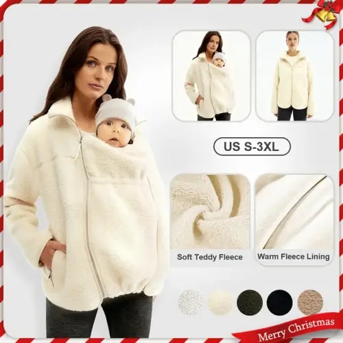 Pwest MAMA Women Before & After Babywearing Fleece Jacket Soft | Holiday Sales TikTok Shop