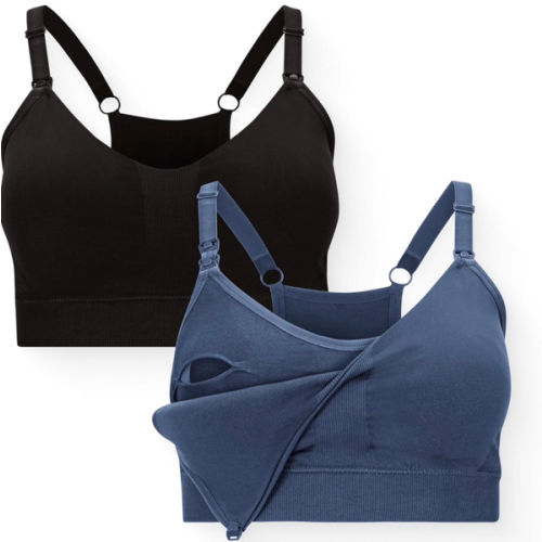 Kindred Bravely Essentials Sports Pumping and Nursing Bras, Hands Free, Nursing Bras for Breastfeeding, 2 Pack