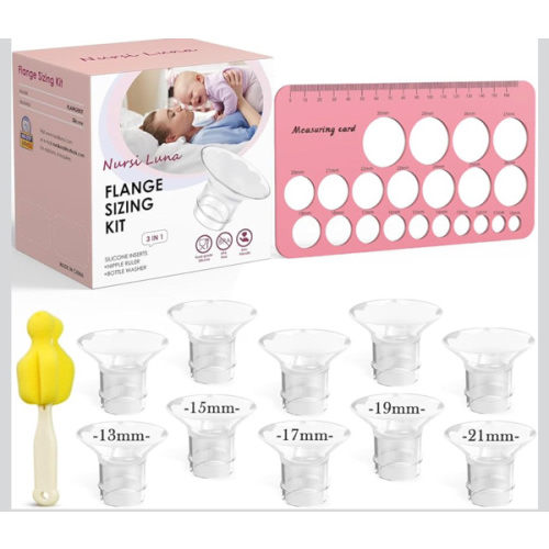 Nursi Luna Flange Sizing Kit 3 in 1 with 10PCS Flange Inserts 13/15/17/19/21mm, Silicone Flanges Insert Kit for 24mm Flange/Shield, Pumping Essentials Kit for Moms