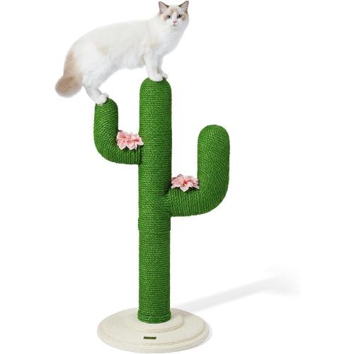 VETRESKA Cat Scratching Post, Cactus Scratch Posts for Indoor Adult Cats Kittens, 41.3 Inches Large Jute Cat Scratcher, Extra Large Cat Scratcher, Durable Cat Scratch Tree for Active Cats