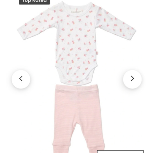 Floral & Stripe Bodysuit and Legging Set in Pink