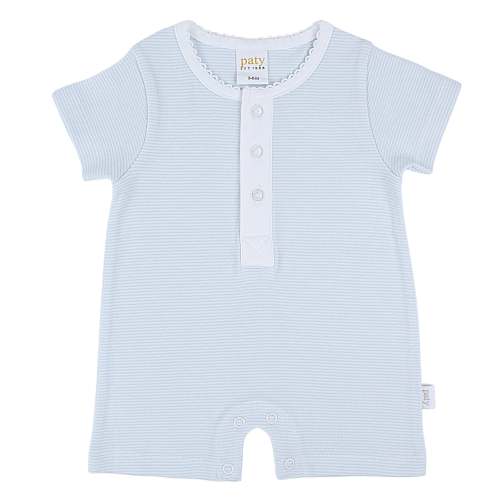 Paty Organic Cotton Baby Boy Romper in Stripe with Button Placket
