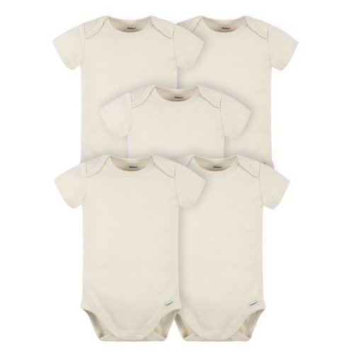 3-6 month Gerber Baby Boy or Girl Gender Neutral Onesies Brand Premium Cotton Interlock Bodysuits, 5-Pack