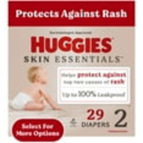 Huggies Skin Essentials Baby Diapers for Sensitive Skin, Size 2 (12-18 lbs), 29 Ct (Select for More)