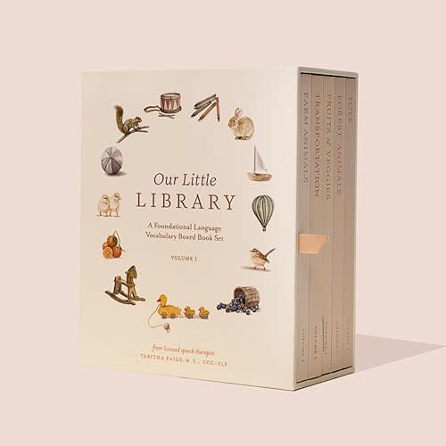 Our Little Library: A Foundational Language Vocabulary Board Book Set for Babies, Including Farm & Forest Animals, Fruits & Veggies, Toys & More (Tabitha Paige Children's Book Series) Board book – November 7, 2023