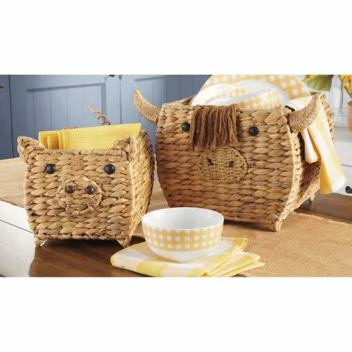 Set of 2 Figural Farm Animal Baskets