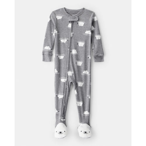 Baby Boy Polar Bear Cotton Snug Fit 2-Way Zip Footie 1-Piece Pajamas - Grey - Carter's | Carter's