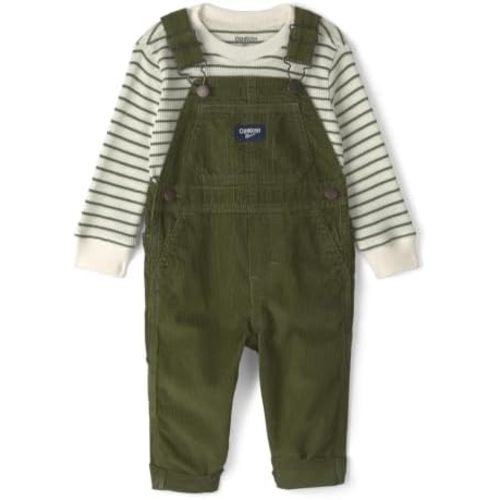 OSHKOSH B'GOSH Boy 2-Piece Overall Sets, Green White Stripe, 3M