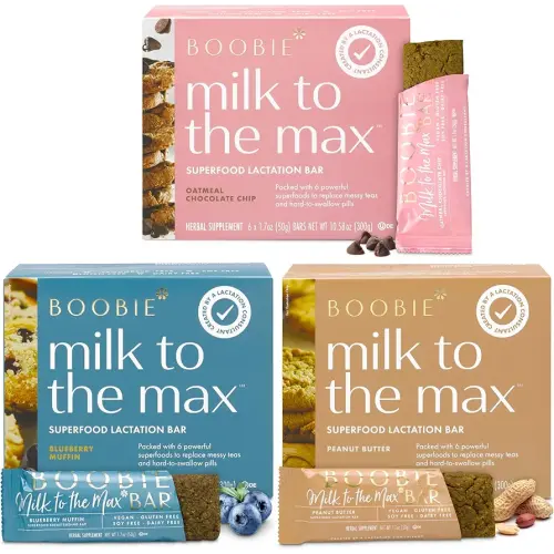 Boobie Bar Superfood Lactation Bar Variety Pack, Lactation Snacks for Breastfeeding Moms to Increase Milk Supply, Fenugreek-Free, Gluten-Free, Dairy-Free, Vegan (18 Bars, 3 Flavors)