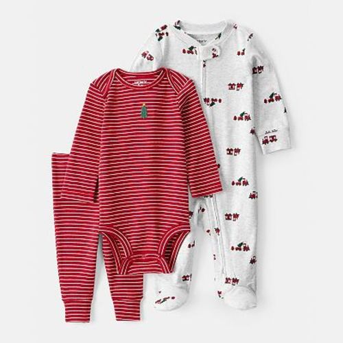 Baby Boy Carter’s 3 Piece Christmas Bodysuit, Pants, and Sleep & Play Pajamas Set