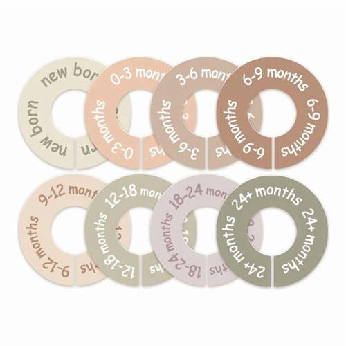 Baby Closet Dividers for Clothes - Earth Tone Round Baby Clothes Dividers for Closet Rod, Nursery Closet Organizer