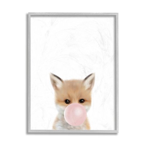 Zoomie Kids Baby Red Fox With Pink Bubble Gum Woodland Animal | Wayfair