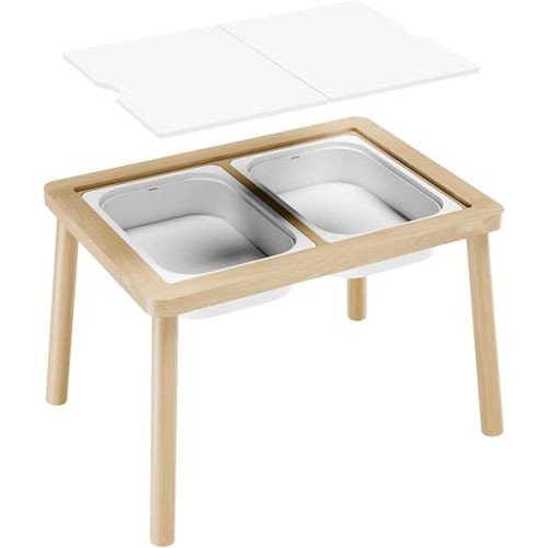 Sensory Table, Kids Activity Table, Wooden Play Table with Bins, Montessori Table, Chalk Board and Whiteboard