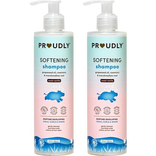 PROUDLY Softening Shampoo by Gabrielle Union & Dwyane Wade, Black & Brown Babies Coils, Curls & Waves, Tear-Free, Paraben-Free & Dermatologist-Tested, Sweet Vanilla, 9 oz, Pack of 2