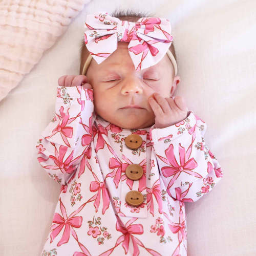 Bow Besties Newborn Baby Knot Gown & Hat Set