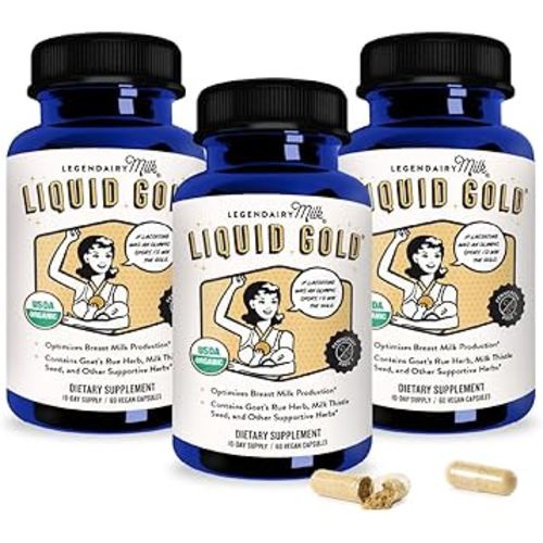 Legendairy Milk Liquid Gold Lactation Support | Lactation Supplement with Organic Goats Rue, Milk Thistle, Shatavari, Fennel, Alfalfa & Anise | Breastfeeding Supplements, 60 Count (Pack of 3)
