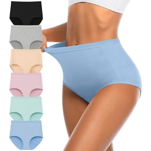 OLIKEME Womens Cotton Underwear High Waisted Postpartum C Section Panties Soft Stretch Breathable Full Coverage Briefs 6 Pack