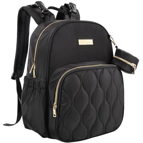 Baby Essentials 3 in 1 Diaper Bag Backpack, Changing Pad & Pacifier Pouch for Newborns, Infants, Toddlers - Quilted, Smooth, Sheek, Padded in Design, Black