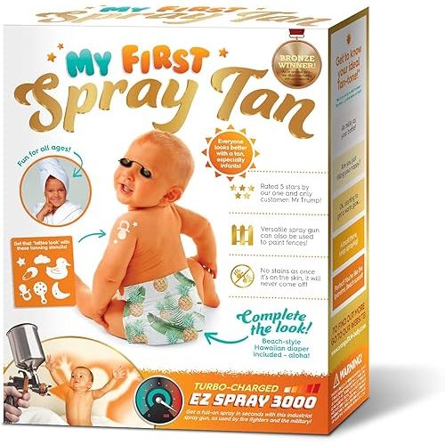 My First Spray Tan Prank Gift Box - Funny Gift For New Parents or White Elephant Gift