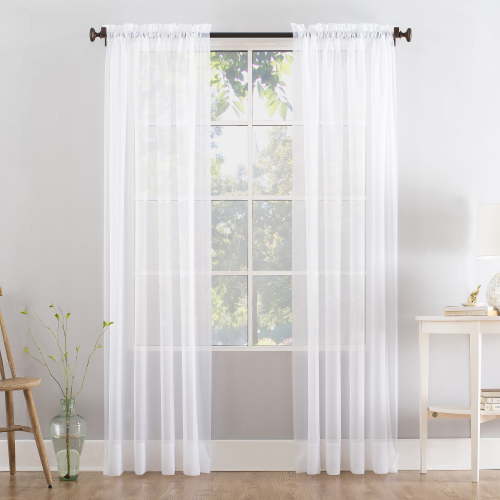 Mainstays Marjorie 1-Piece Sheer Voile Rod Pocket Curtain Panel, 59"x84", White