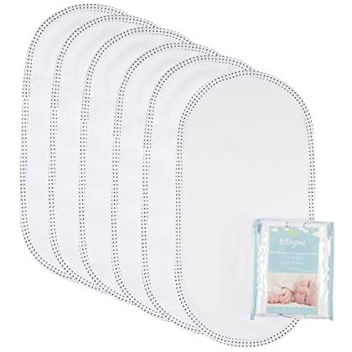 TILLYOU 6PK Larger Softer Changing Pad Liners Waterproof, 27" x 13" Washable Reusable Changing Table Cover Liners Double Layers, 100% Cotton Flannel Surface, 6 Count