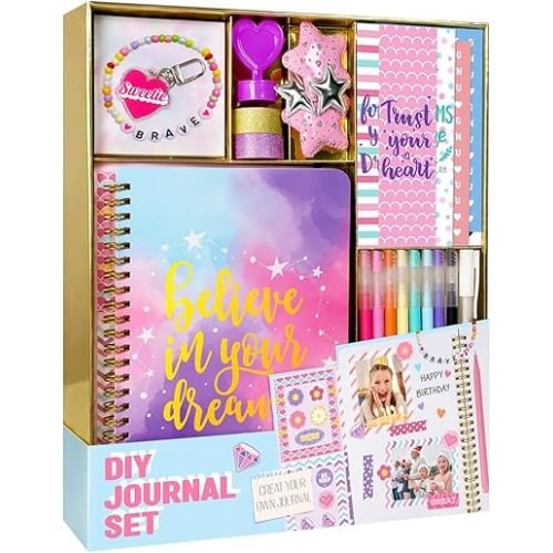 Nollh DIY Journal Kit for Girls - DIY Journal Set for Tween & Teen Girls, Stationery Set, Scrapbook & Diary Supplies Set, Journaling Art Crafts Kit, Ideal Gifts for 8 9 10 11 12 13 14 Year Old Girl
