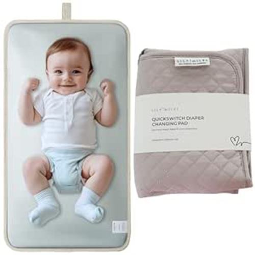 Lily Miles Diaper Changing Pad Portable, Baby Changing Mat with Magnetic Latches, Travel Pad for Diaper Bag, Baby Essentials, Wipeable & Waterproof Mat (Soft Sand, Regular)