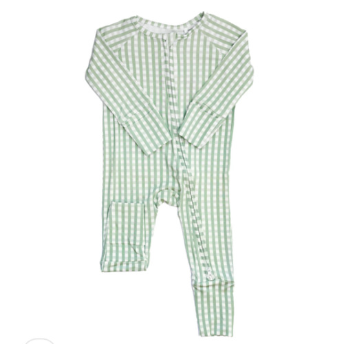 6-12M - Sage Sleep onesie - Gingham