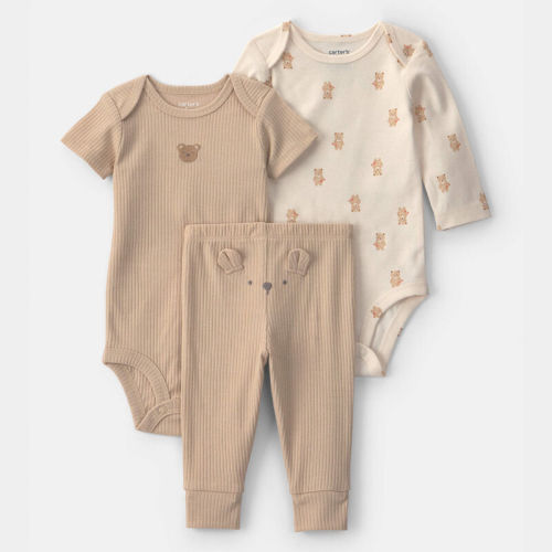 Baby 3-Piece Bear Bodysuit & Pant Set - Brown/Ivory | Carter’s Oshkosh Canada