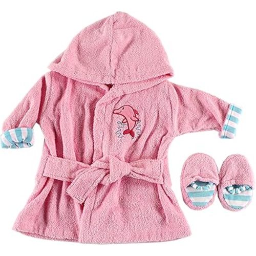 Luvable Friends Unisex Baby Cotton Terry Bathrobe, Pink, One Size