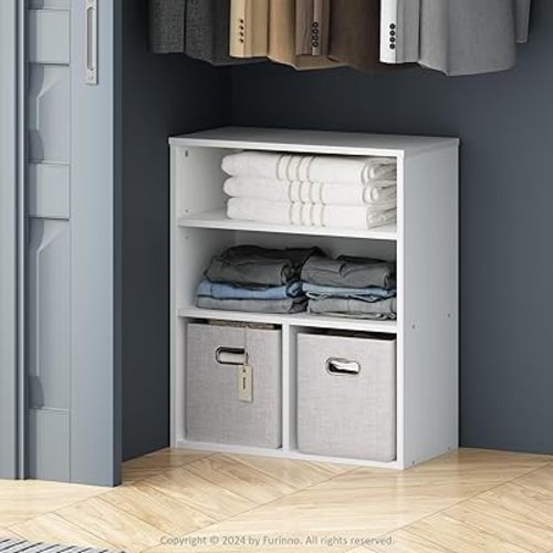 Closet Organizers and Storage, 3-Tier Closet Organizer, Open Shelf Closet Storage, for Wardrobe, Bedroom, Living Room, White