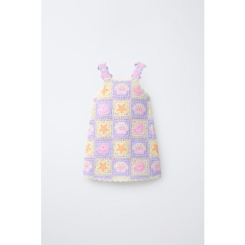 CROCHET KNIT DRESS WITH SEA MOTIFS - Lilac | ZARA United States