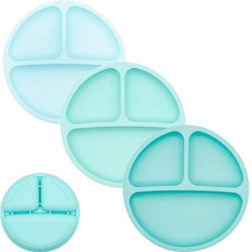 WeeSprout Toddler Plates, Silicone Divided Dishes for Toddlers and Kids, BPA-Free, 3 Pack