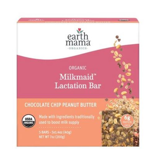 Earth Mama Organic Milkmaid Lactation Bars for Breastfeeding, Chocolate Chip Peanut Butter Cookie - 5ct