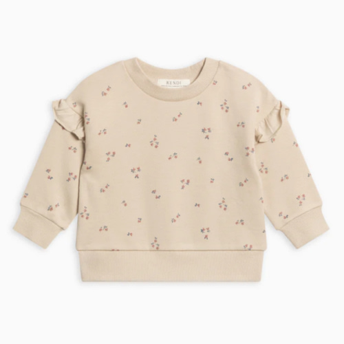 Abbey Fleece Ruffle Sleeve Pullover Sweatshirt