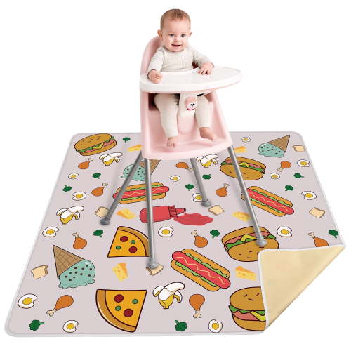51" Splat Mat for Under High Chair, Waterproof Floor Splash Mat for Dropping Food, Food Floor Mat for Kids & Pet
